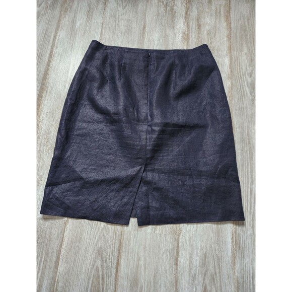 VTG Valerie Stevens Petite Pure 100% Linen Navy Blue Skirt Pnecil Hidden Zip 14 - Picture 6 of 8